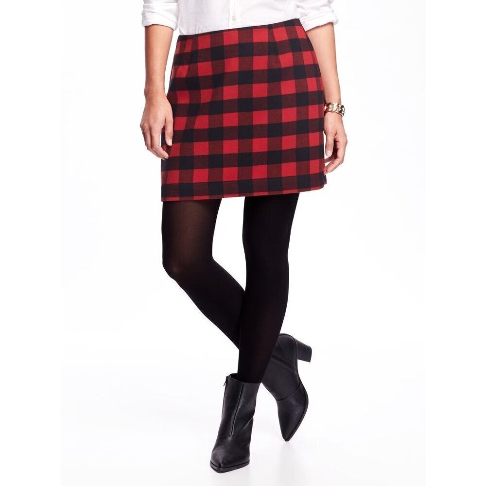 Old Navy Buffalo Plaid Mini Skirt – Red & Black, Size 0 Preppy Punk #0851